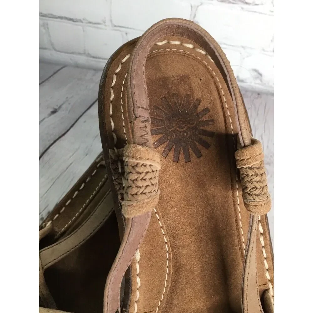 UGG Sandals Women’s  Size 9 ‎ Slingback Jute Wedge Strappy Basket Woven Neutral
